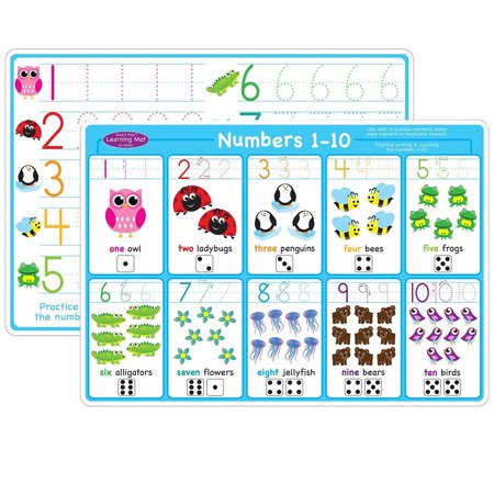 ASHLEY PRODUCTIONS Smart Poly Learning Mat, 12in. x 17in., Double-Sided, Numbers 1-10 95023